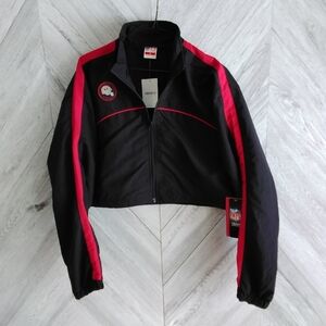 Forever 21 "San Francisco 49ers" Black/Red Cropped Windbreaker SZ: S Women's